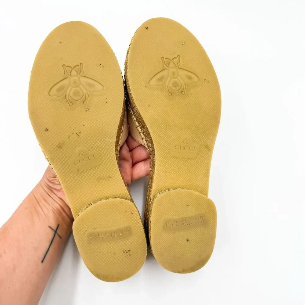 Gucci GG Sandals Leather Espadrille Mules EU 37 US 8